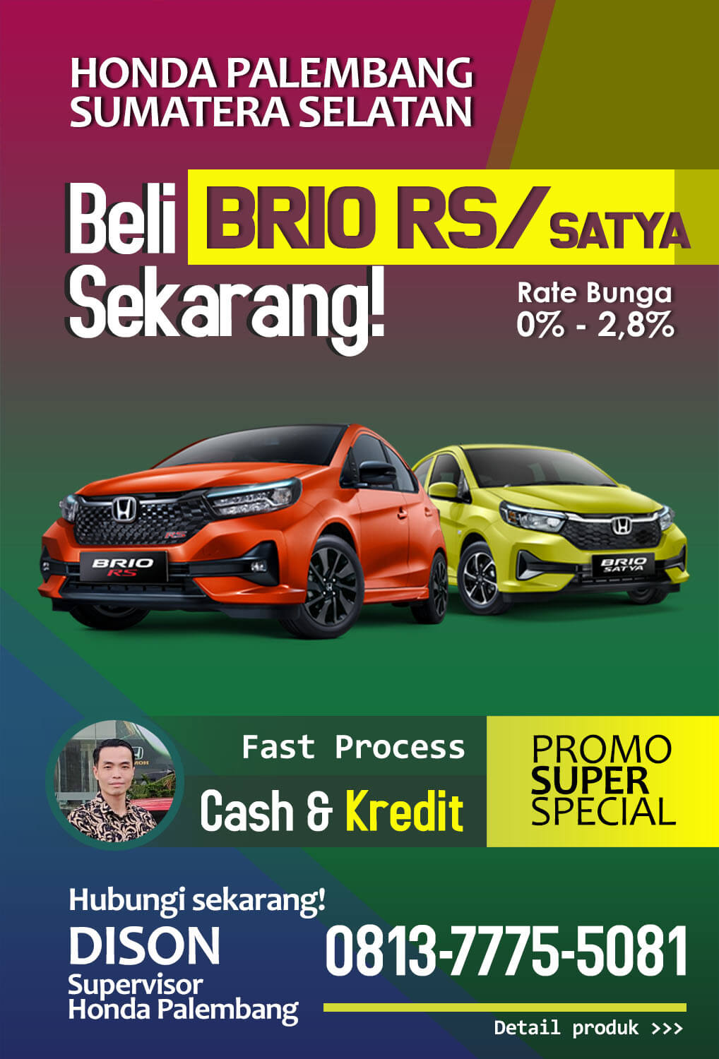 Honda Palembang Mobil Baru BRIO RS Satya